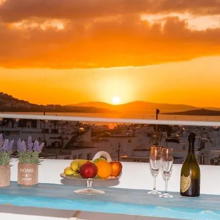 Mykonos Panorama With Private Terrace & Sea View Semesterbostad Mykonos Town