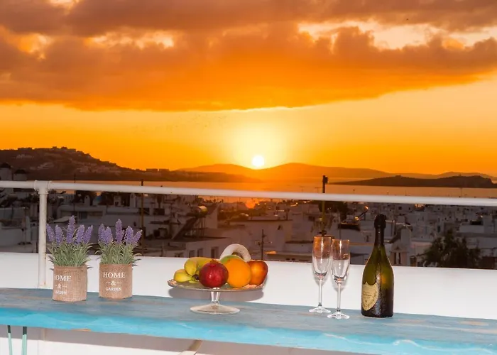Mykonos Panorama With Private Terrace & Sea View Semesterbostad Mykonos Town